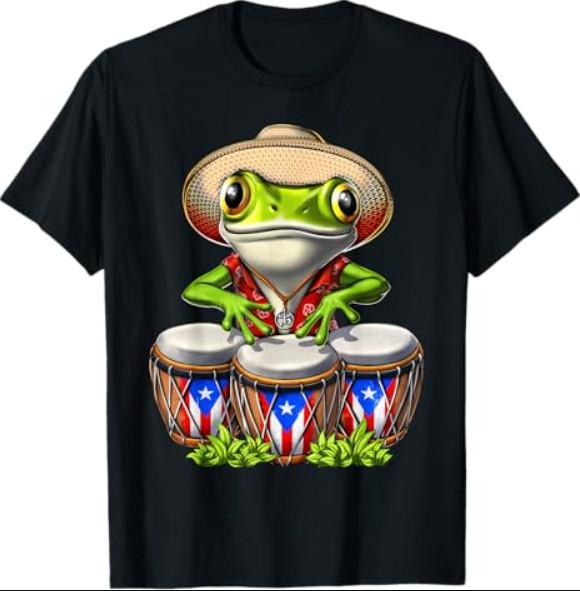 Puerto Rico Coqui Frog Boricua Puerto Rican Flag Taino T-Shirt
