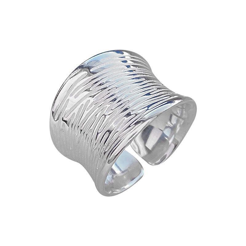 Trendy Adjustable Geometric Wide Band Ring for Women - Hip Hop, Fashionable Index Finger Jewelry Adjustable Open Ring