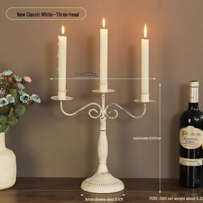 Vintage French Candelabra Ornament – Romantic European Candle Holder for Table Decor and Photo Props