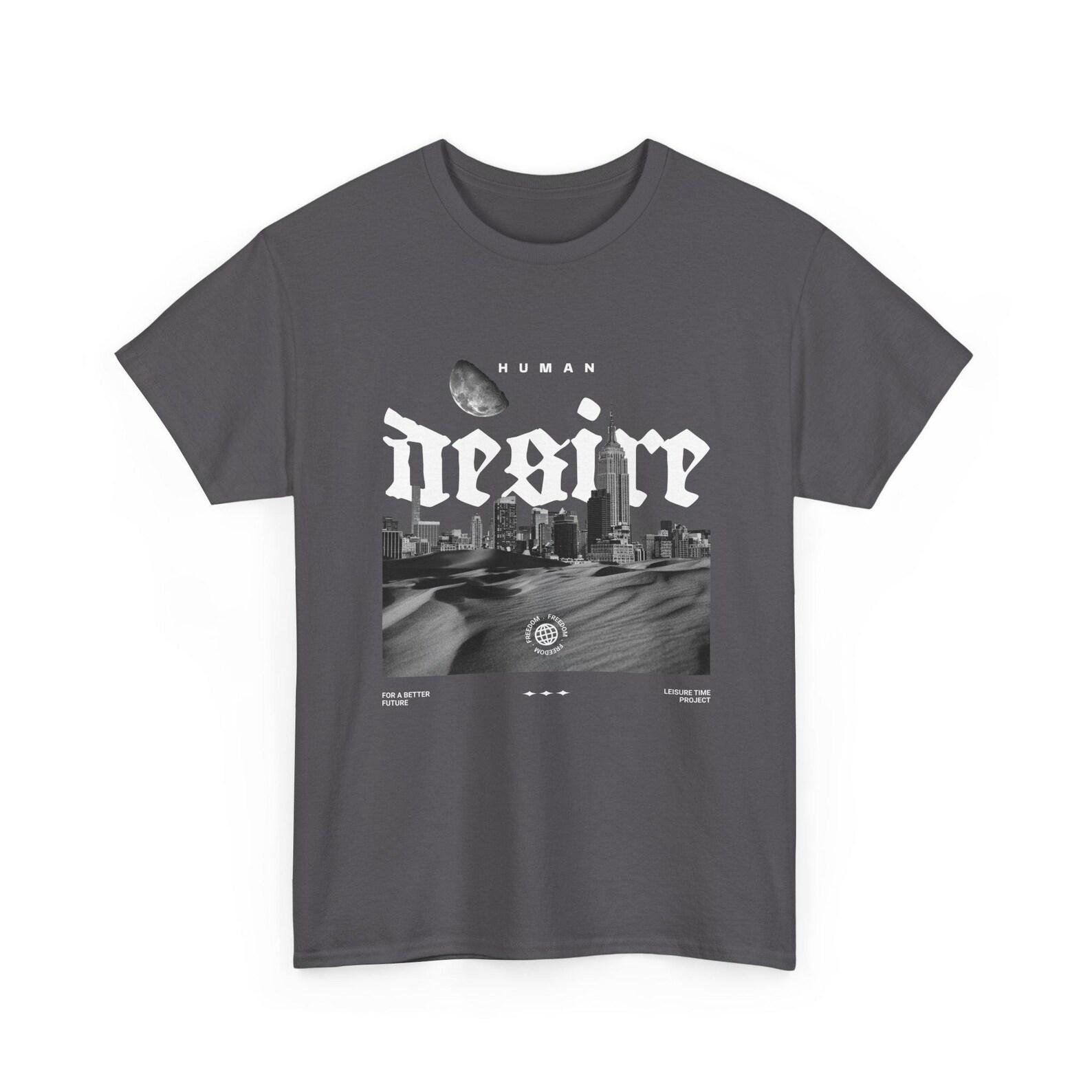Desire Gothic Cityscape Tee | Moonlit Noir Graphic T-Shirt | Gothic City Shirt | Noir Wear S