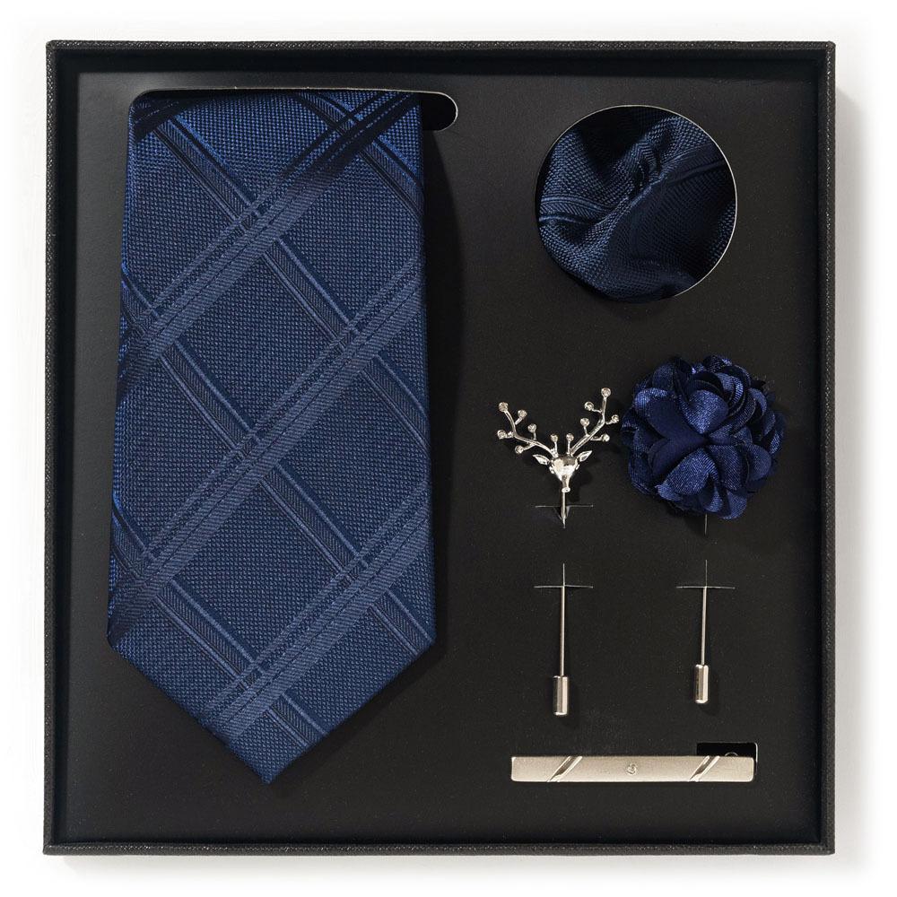 Tie Men'S Net Color Striped Cashew Flower Men'S Tie High Sense 6-Piece Gift Box Men'S Suit Accessories