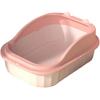 Cat Litter Box Open Top Pet Litter Tray High Sided Litter Pan Splashproof Cat Sand Box Bedpan Potty Toilet for Kitten Small Animals Hamsters, Pink L