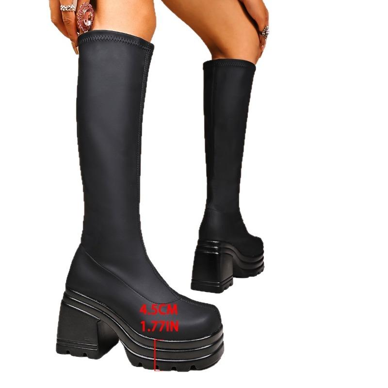 Damen Stiefel mit weiter Weite und runder Zehenpartie, High Heel Plateau Stiefeletten, Europäische Mode Stiefeletten für Damen