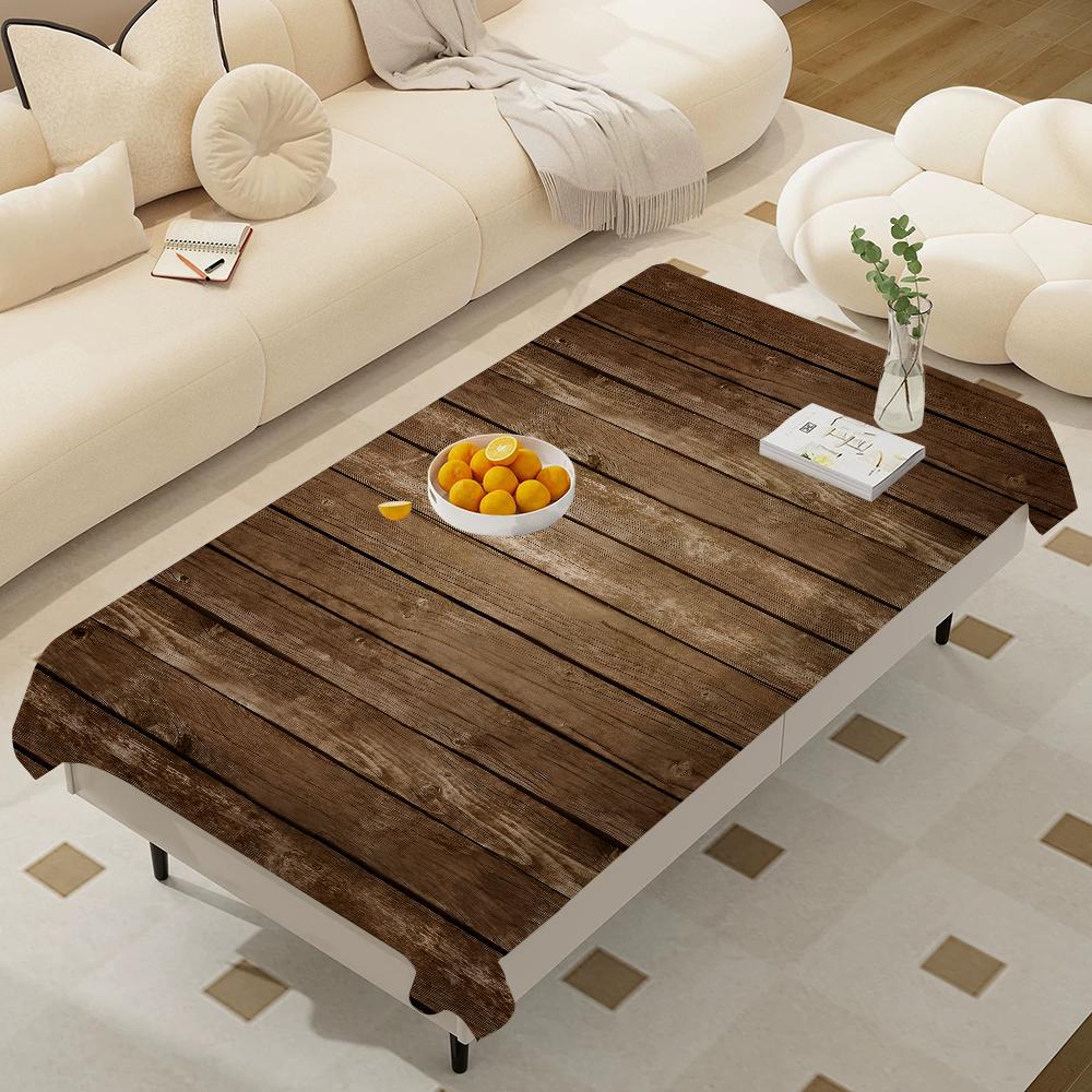 Beautiful Wood Rectangular Tablecloths Washable Wedding Party Kitchen Dining Living Room Birthday Decoration Table