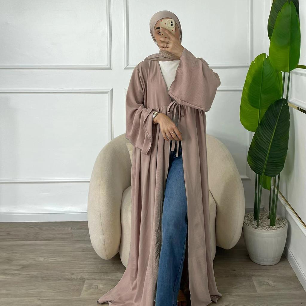Women Loose Casual Lace-ups Cardigan Ramadan Robe Dubai Luxury Abayas For Women Femme