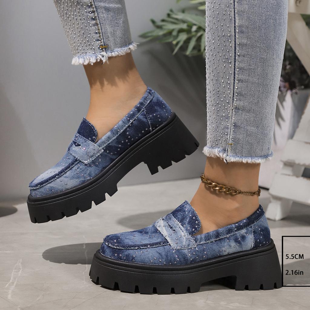 Platform Shoes for Women Loafers Shoes Thick-soled Wedding Formal Women Business Shoes Slipon Leather Increase Casual Shoe Women