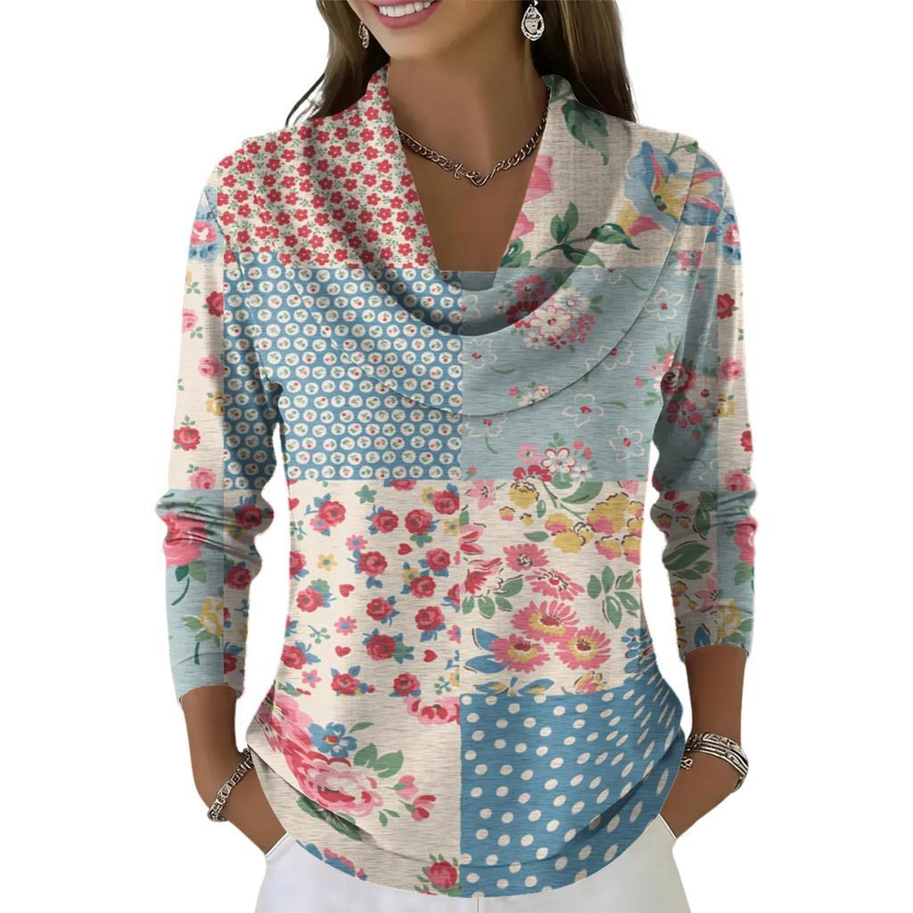 Women's Casual And Fashionable Round Neck Long Sleeved Printed Top Sweater