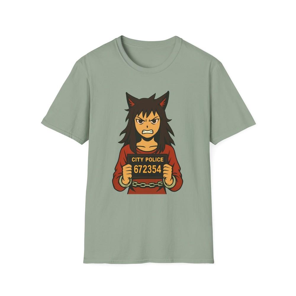

Unisex Softstyle Wolf-Girl Mugshot T-Shirt – Streetwear, Rebels and Rule-Benders S