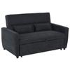 2-Seater Sofa with Bed Function, Adjustable Backrest, Upholstered Sofa, Velvet Look, for Living Room, Bedroom, Black