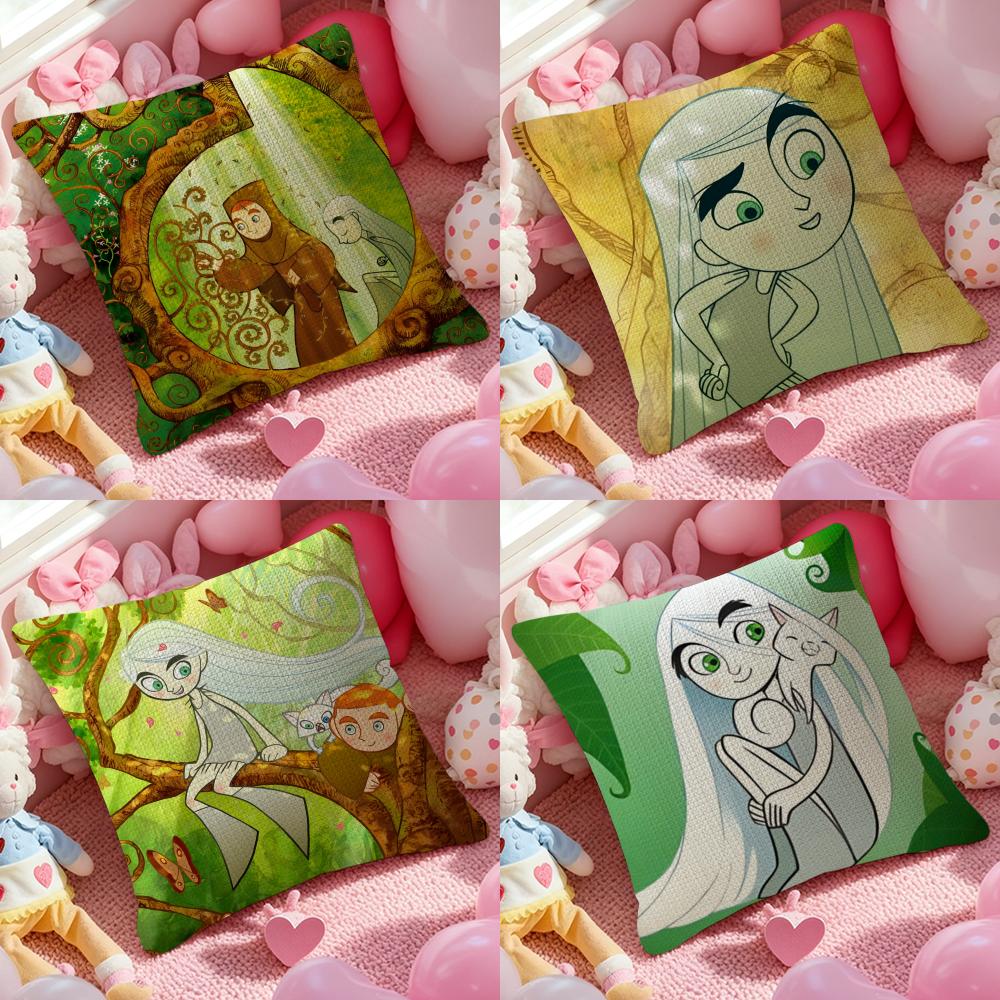 Cartoon Movie TThe Secret of Kells Pillow Case Pattern Printed Pillowcase for Living Room Sofa Cushion Cover Bedroom Decor