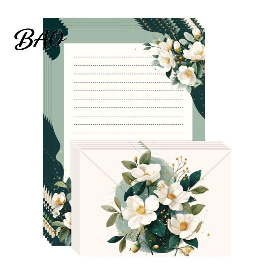 Vintage Letter Stationery 5Pcs Floral Butterfly Paper Envelope Set, Writing with Lined Pages, Kit for Letters, Greeting Messages, Journaling,