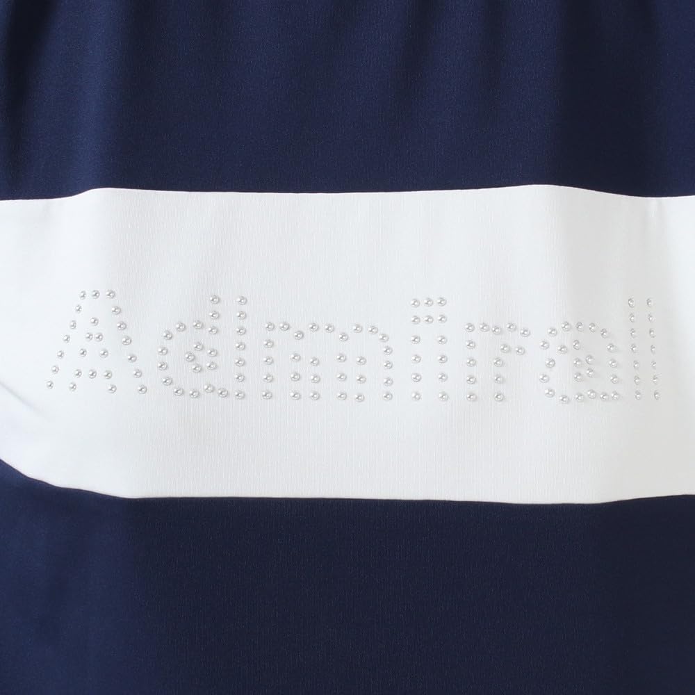 Admiral Golf ADLA459 Women's Classic Fleece-Lined Metal Logo Long Sleeve Mock Shirt, Navy