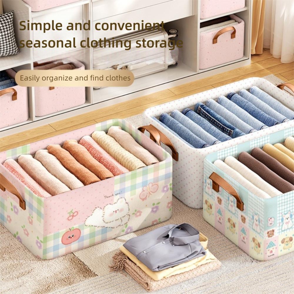 New Cute Cartoon Printed Clothes Storage Box Portable Foldable Closet Organizer Bag Multi-function Wardrobe Organizer Household