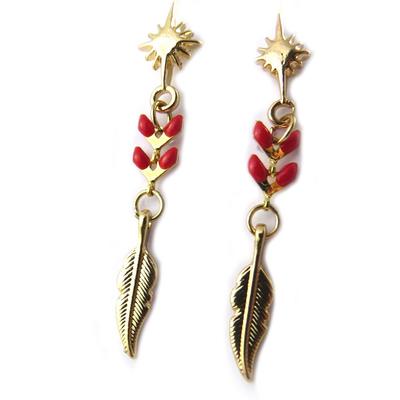 [P1911] - Artisanal Earrings 'Azuni' Golden Red (handmade)