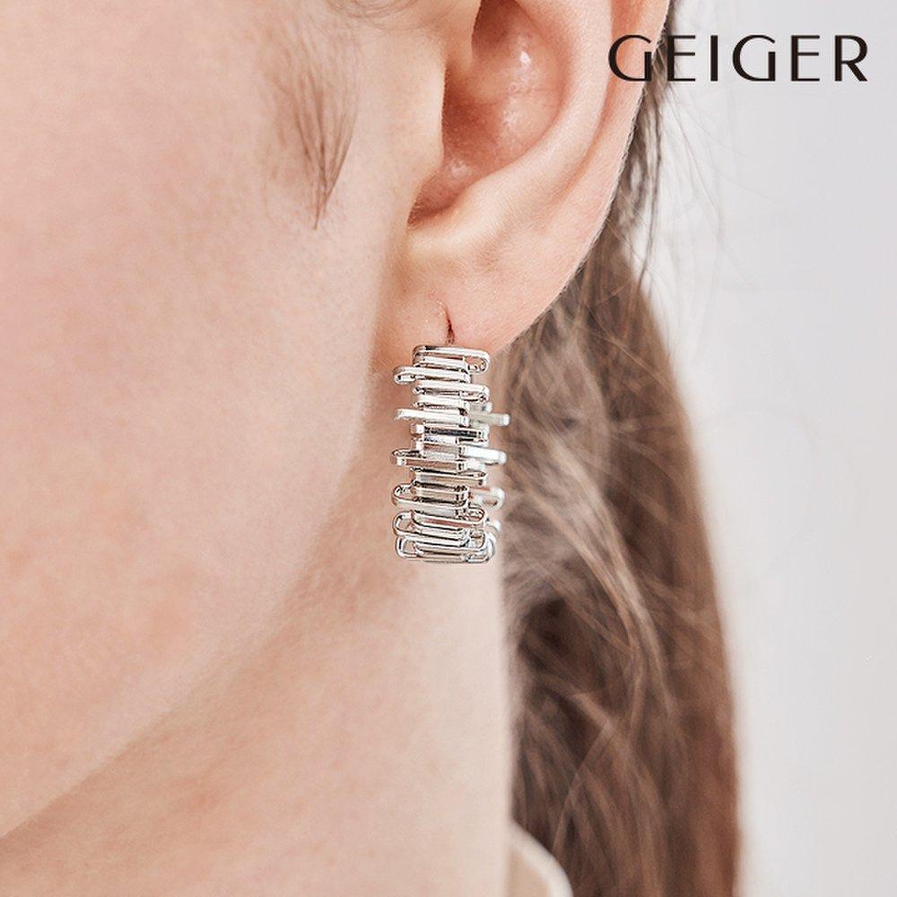 Silver Oversized Line Ring Earrings Gisvee150