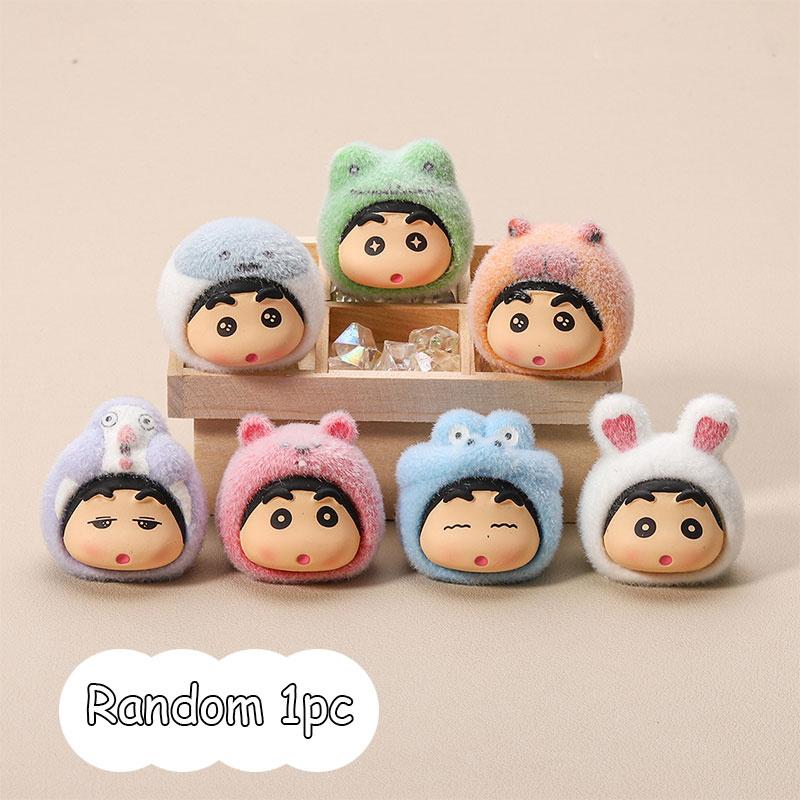 

Случайный 1 шт. флокированный мелок в виде животного Shin-Chan орнамент мультфильм смоляные аксессуары брелок подвески аксессуары 4*4*4cm