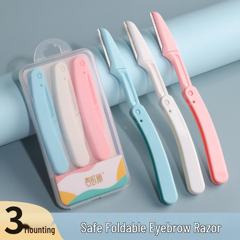 Folding Safety Eyebrow Trimmer Set with Stainless Steel Blades and Protective Net