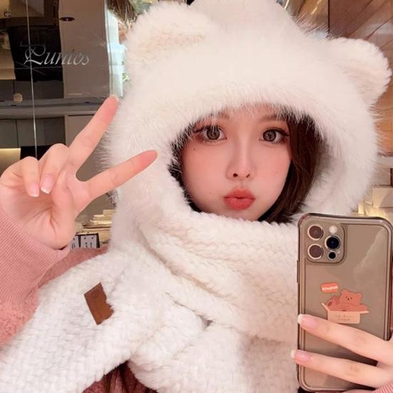 Dámská zimní čepice s integrovaným šátkem a rukavicemi Silná hřejivá umělá kožešina větruodolná Medvěd uši Dekor Plná ochrana Venkovní Cyklistika Turistika Cestování Studená