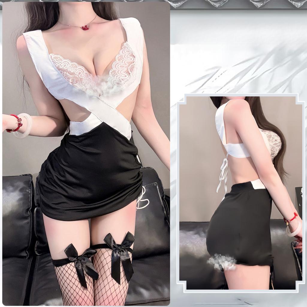 Sexy Lingerie Sexy Secretary Uniform Seduction Nightclub Hips Secret Cross Lace Breast Passion Woman