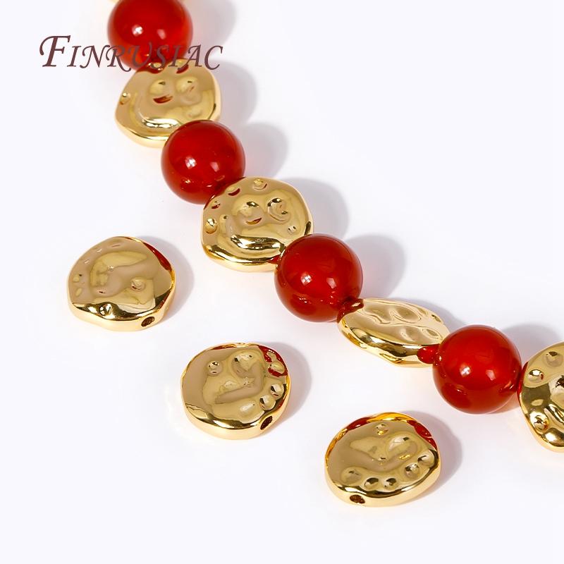 13X4.5MM 18K Gold Plated Irregular Spacer Beads Brass Metal Round Separators Beads For DIY Beading Jewelry Accessories Findings