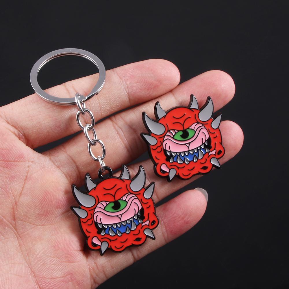 Game Doom Slayer Keychain Cartoon Giant Brain Demon Pendant Sword of Judgment Keyring For Game Fans Cosplay Props Jewelry Gifts