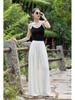 2025 Fall/Winter Cotton Linen Women's Chic Wide-Leg Skirt Pants - Textured, Flowy, and Leg-Elongating