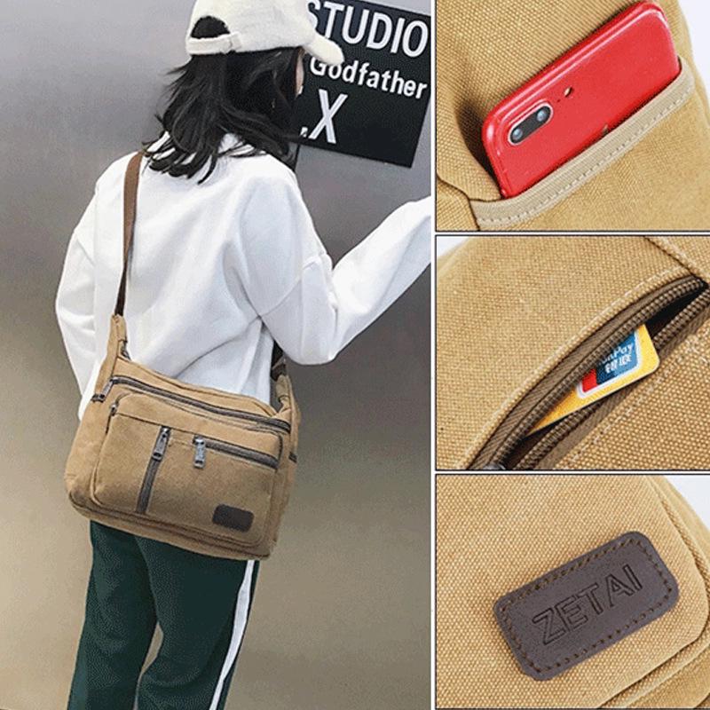 Herren Canvas Umhängetasche mit großer Kapazität und mehreren Fächern für Outdoor-Sportarten