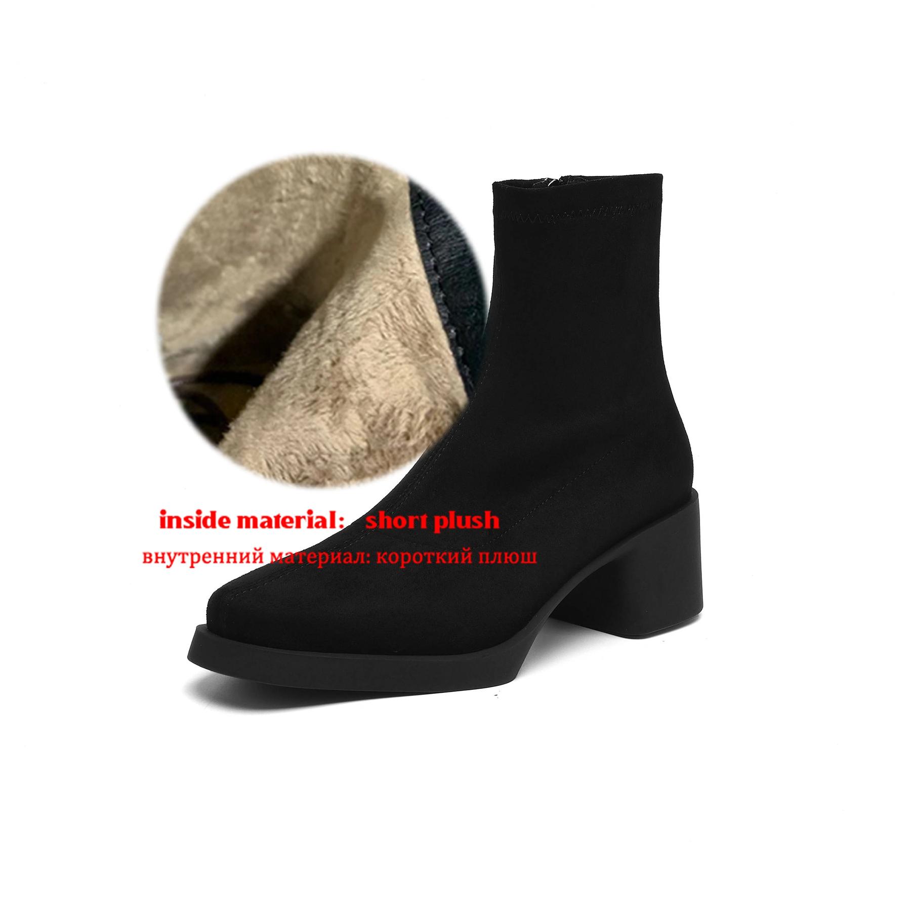 

Krazing Pot Замшевые Ботильоны Челси на Толстом Высоком Каблуке с Круглым Носком и Молнией Женские Лаконичные Ботильоны 40