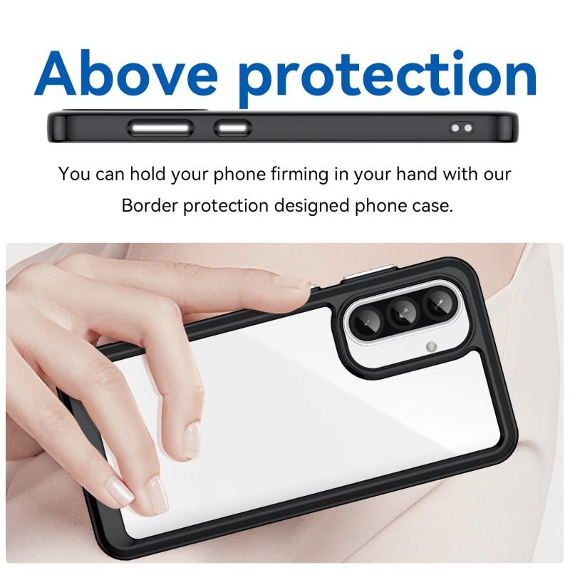 For Samsung Galaxy A37 5G Phone Case WANLONFENG XC Series TPU Acrylic Cover with Tempered Glass (Big Lens Hole)