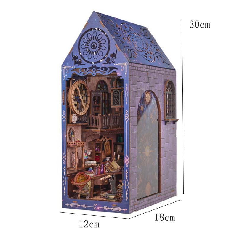 DIY Book Nook Kit Magic House Wooden 3D Puzzle Bookshelf Insert Decor Dollhouse Model Bookend Building Home Decoration Gifts