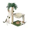 Wooden cat scratching column vertical small cat tree tower with hammock household pet cat climbing integrated frame to relieve boredom toys