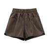 Women's High-Waisted PU Leather Shorts: Autumn 2024 A-Line Wide-Leg Elastic Boot Pants.
