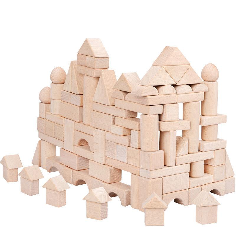 Wood Box Large Wooden Building Blocks Children's Assembled Solid Wood Boys and Girls Baby Educational Toys Early Education