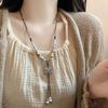 Vintage Ceramic Butterfly Pendant Necklaces for Women New Chinese Ethnic Style Long Adjustable Handmade Beaded Necklaces Zircon