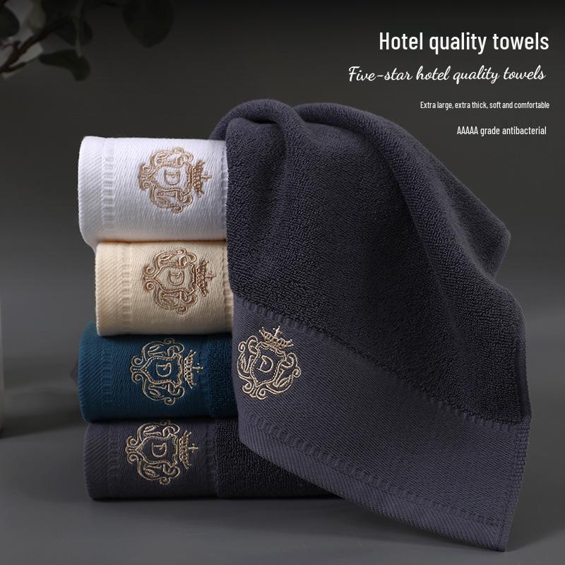 Tuqiang Extra Large Soft Embroidered Crown Towel - Solid Color for Hotel & Home Use