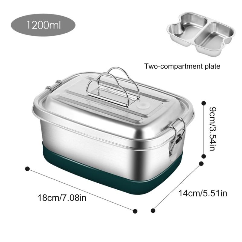 Stainless Steel Lunch Box Double Layer Bentos Box with Compartments Leak Proof Food Container for Adults and Kids