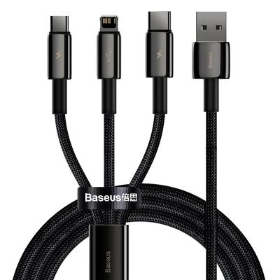 Cable 3in1 USB USB-C Iphone Lightning microUSB 3.5 A 1.5 M Black