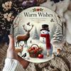 Snowman Deer Winter Metal Wall Art Round Tin Sign Home Bar Cafe Decor