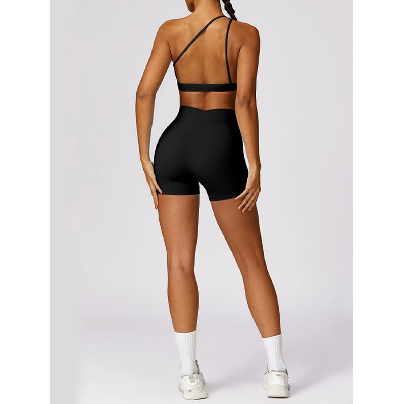 Oblique Shoulder Beauty Back Exercise Underwear Women's Bubble Wrap Push Up Sexy Yoga Jacket Outwear Open Back Fitness Vest Bra