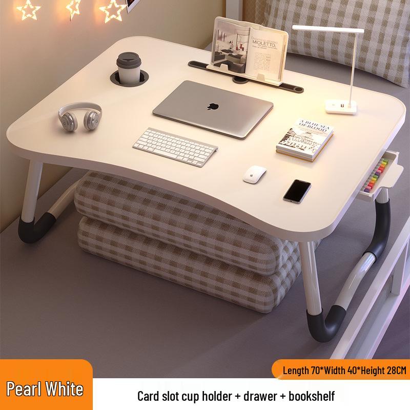 Folding Bedside Desk/Table for Laptop & Study - Bay Window, Bedroom, or Pit Use with Large Brackets