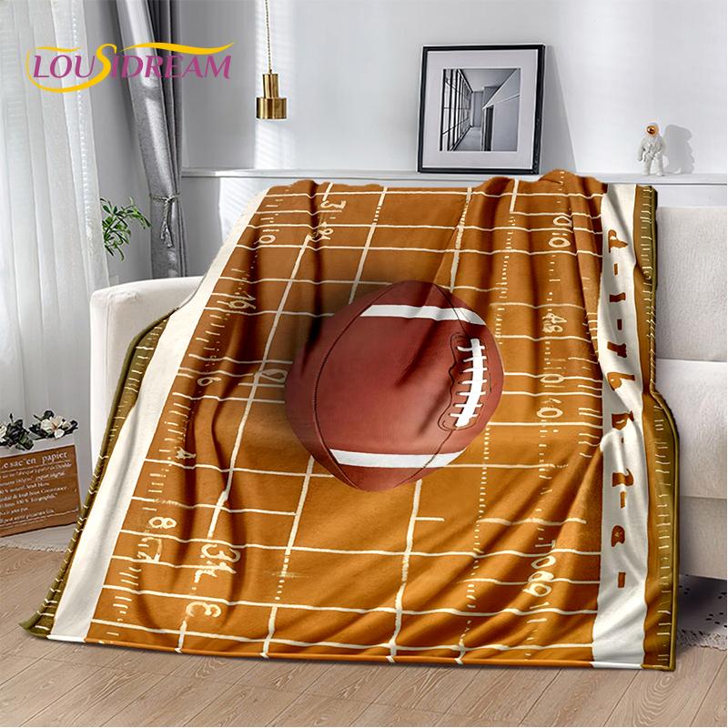 2025 Rugbyfeld Rugby American Football Cartoon Weiche Decke, Weiche Überwurfdecke für Zuhause Schlafzimmer Bett Sofa Reiseabdeckung Kind