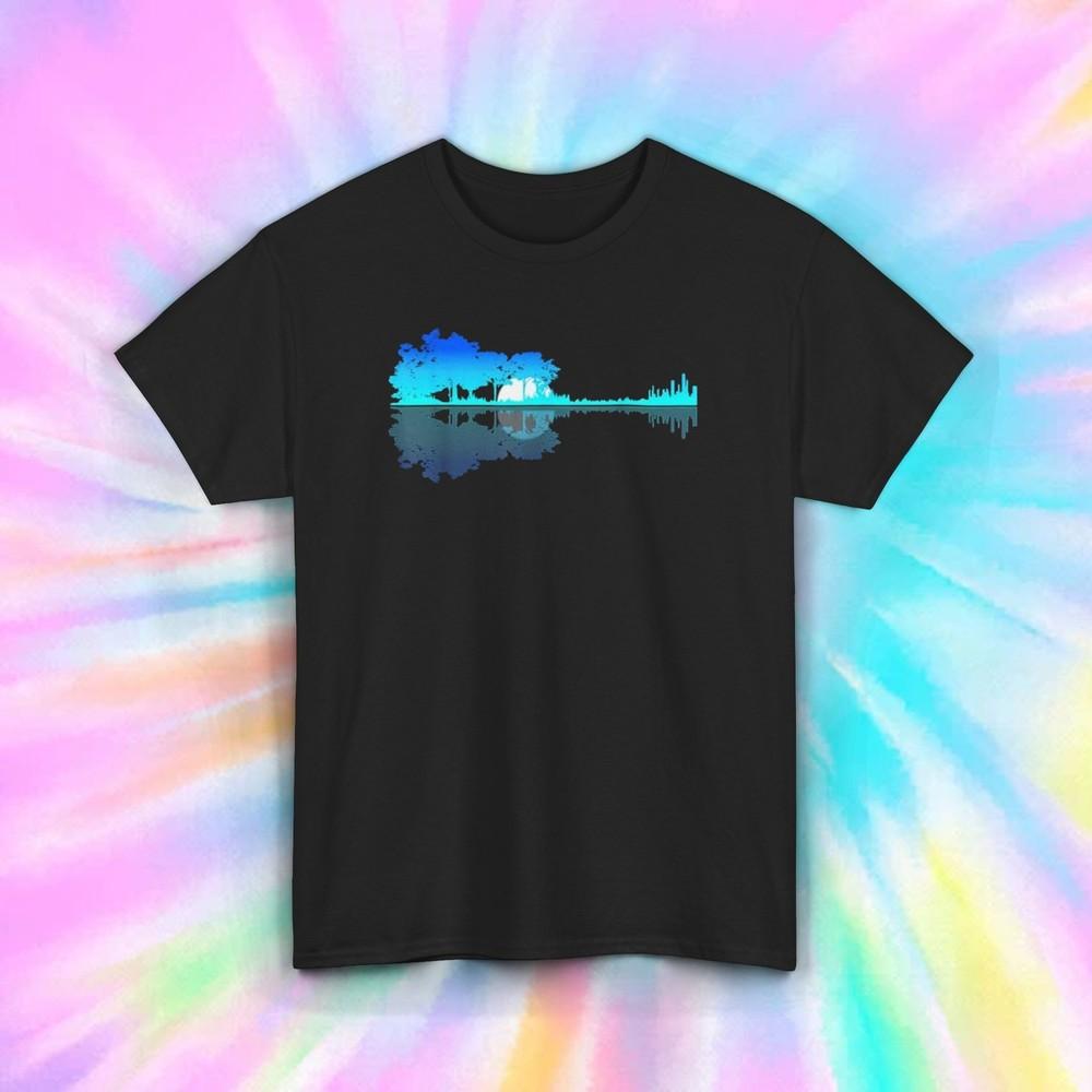 

Guitar Soundwave Reflection Nature Music Lover Graphic T-Shirt Gift S-5XL 4XL