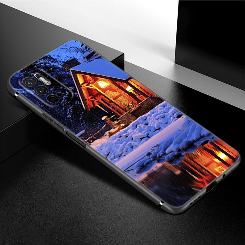 Landscape Winter Light Snow Phone Case For Xiaomi Redmi Note 11 10 9 8 Pro 11T 5G 10T 10S 9S 9T 9i 9C 9A 8T Soft TPU Black Cover