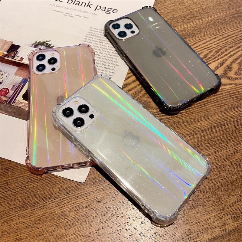 Capa de telefone transparente à prova de choque a laser para iPhone 14 13 12 Pro Max Xs Max Xr TPU Capa de telefone transparente a laser para iPhone 14 Pro Max