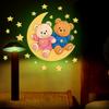 Cartoon Cute Little Bear and Starry Sky Wall Stickers for Living Room and Bedroom Decoration