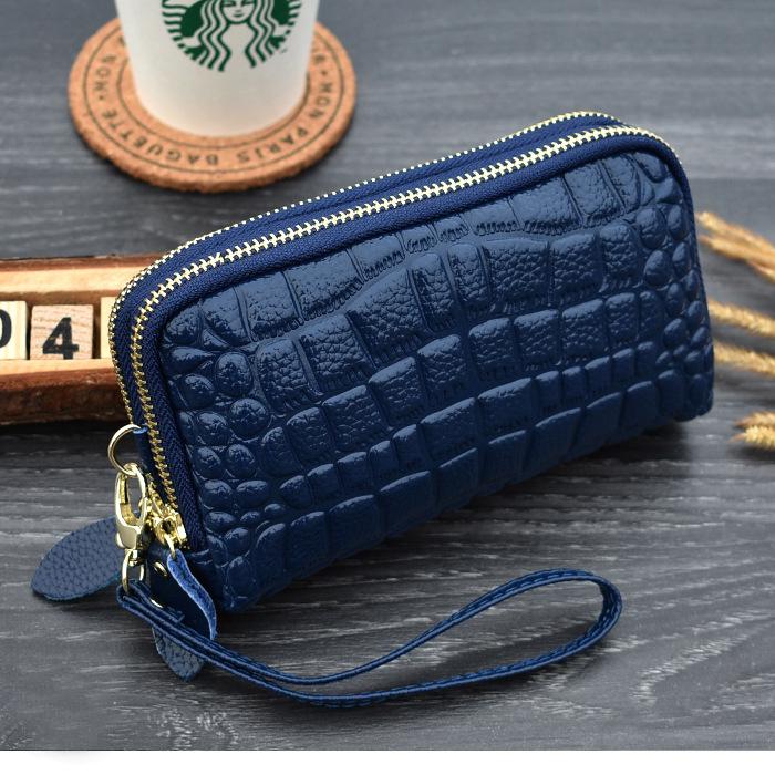 TIANHONGDAISHU Women's Genuine Leather Long Wallet – Large Capacity Clutch With Phone Slot, Retro Design, Black - View #7