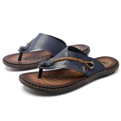 Chanclas de verano para hombre, de talla grande, recién llegadas, zapatillas de cuero antideslizantes hechas a mano