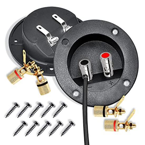 

Kalevel 2pcs 90mm Audio Terminal Round Speaker Terminal Long Speaker Connector Terminal Speaker Switch Compatible Karaoke Speaker Conversion One-Touch