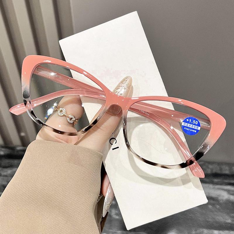

New Elegant Cat-Eye Glasses High-Definition Comfort Prescription Eyewear Fashionable Color-Block Optical Frames Single Version&1.56&Anti Blue Ray розовый