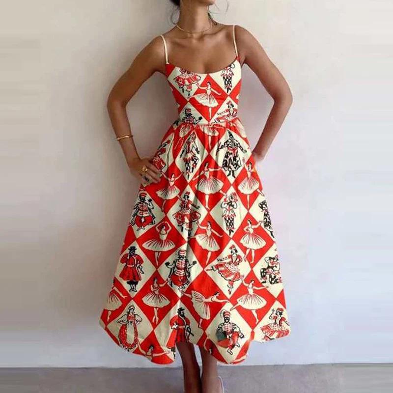 Spring 2026 Women's U-Neck Pleated Spaghetti Strap Dress